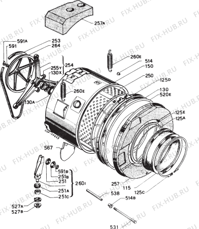 Взрыв-схема стиральной машины Electrolux WH3001T - Схема узла Functional parts 267